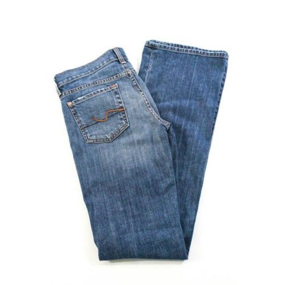 7 For All Mankind Medium Wash Cotton 5 Pocket Boot Cut Jeans Size 26